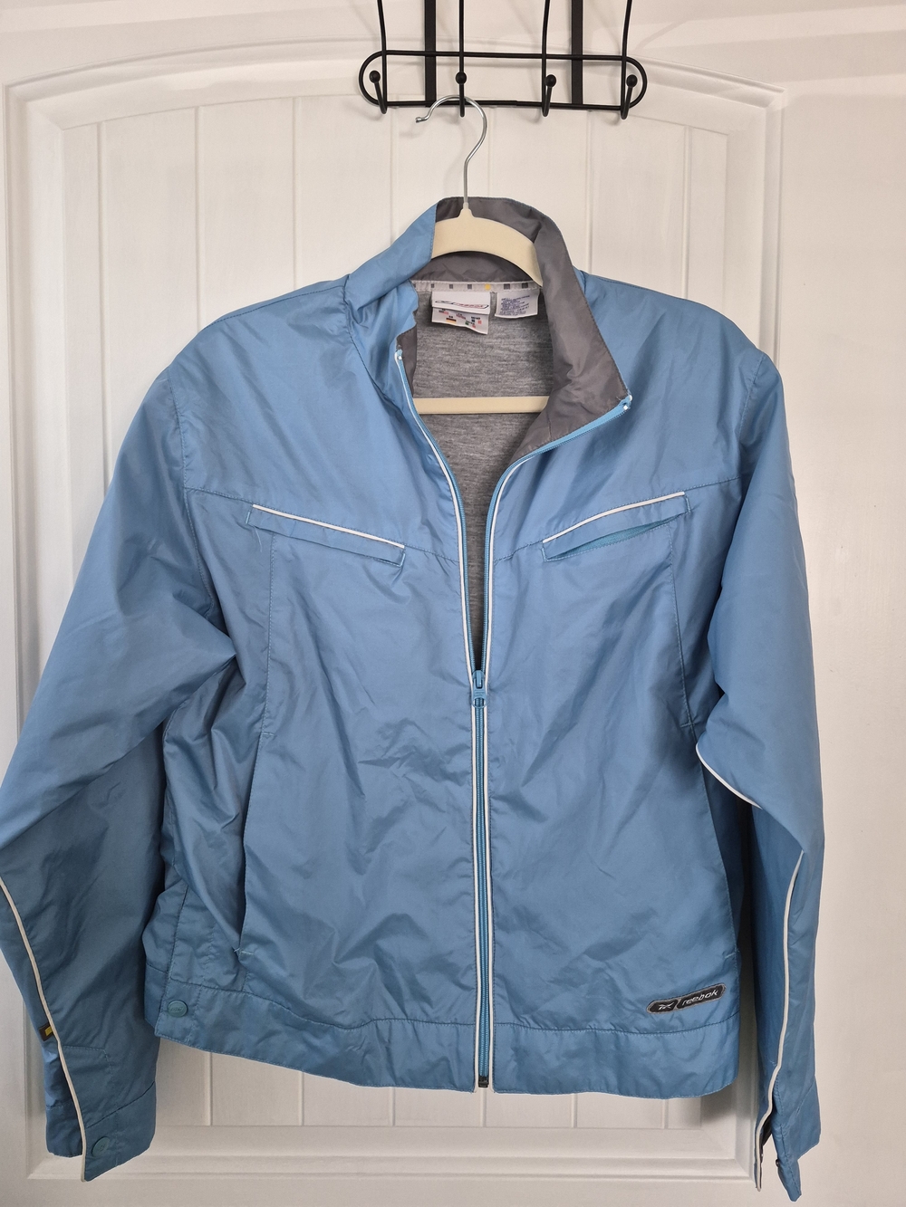 Vintage Reebok Light Blue Women's Windbreaker Jacket 2001-2005 Size M